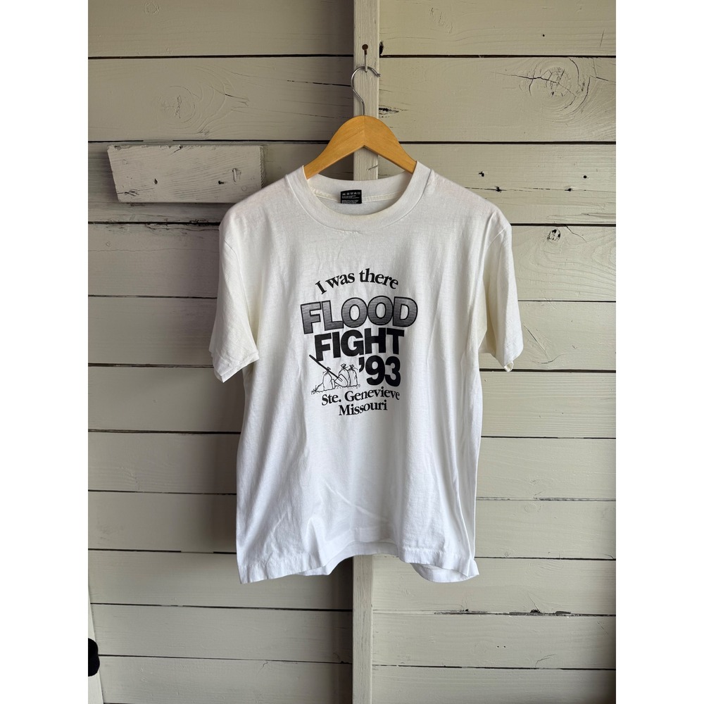 Vintage 90s Flood Fight Ste Genevieve Missouri T-Shirt White Large Fruit of Loom